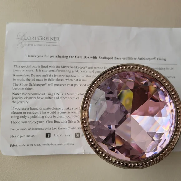 Pink Rhinestone Lidded Silver Safekeeper Jewelry Box Pretty ~ GUC Lori Greiner - Picture 10 of 16